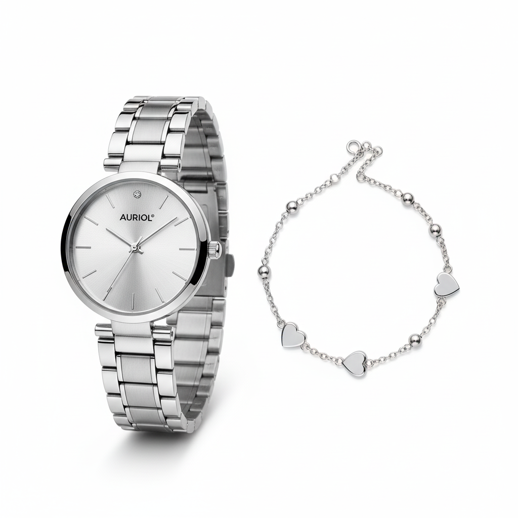 Auriol watch and bracelet set