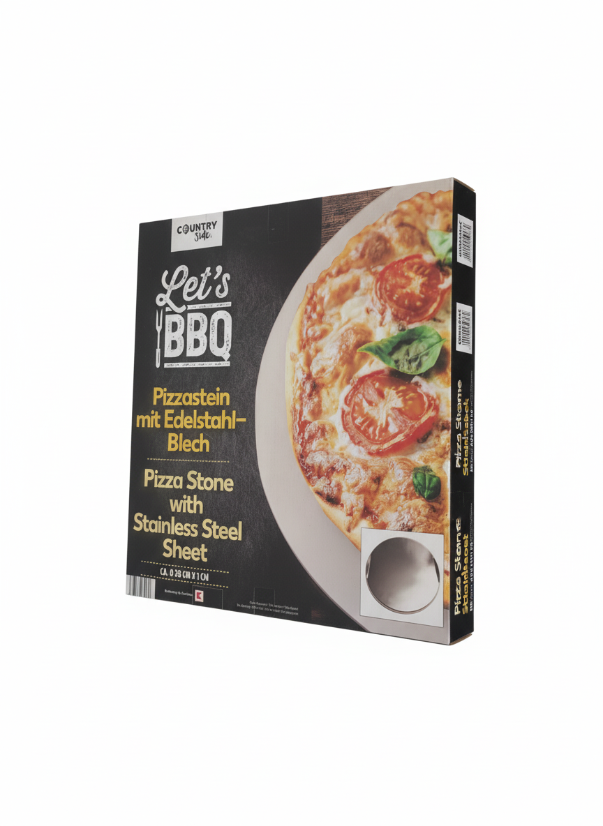 COUNTRY Side Let's BBQ Pizza Stone with Stainless Steel