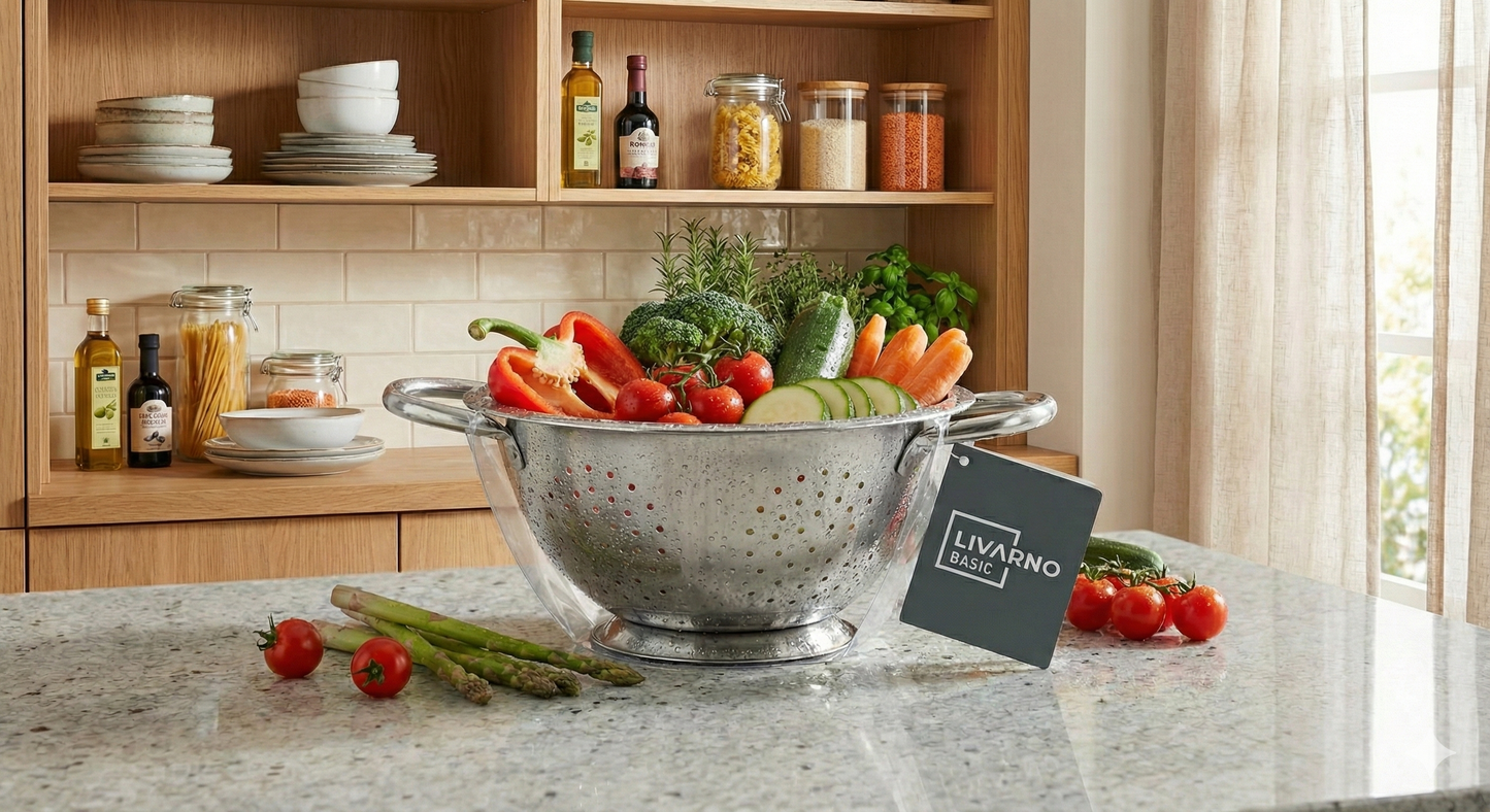 LIVARNO Home Basic stainless steel colander.