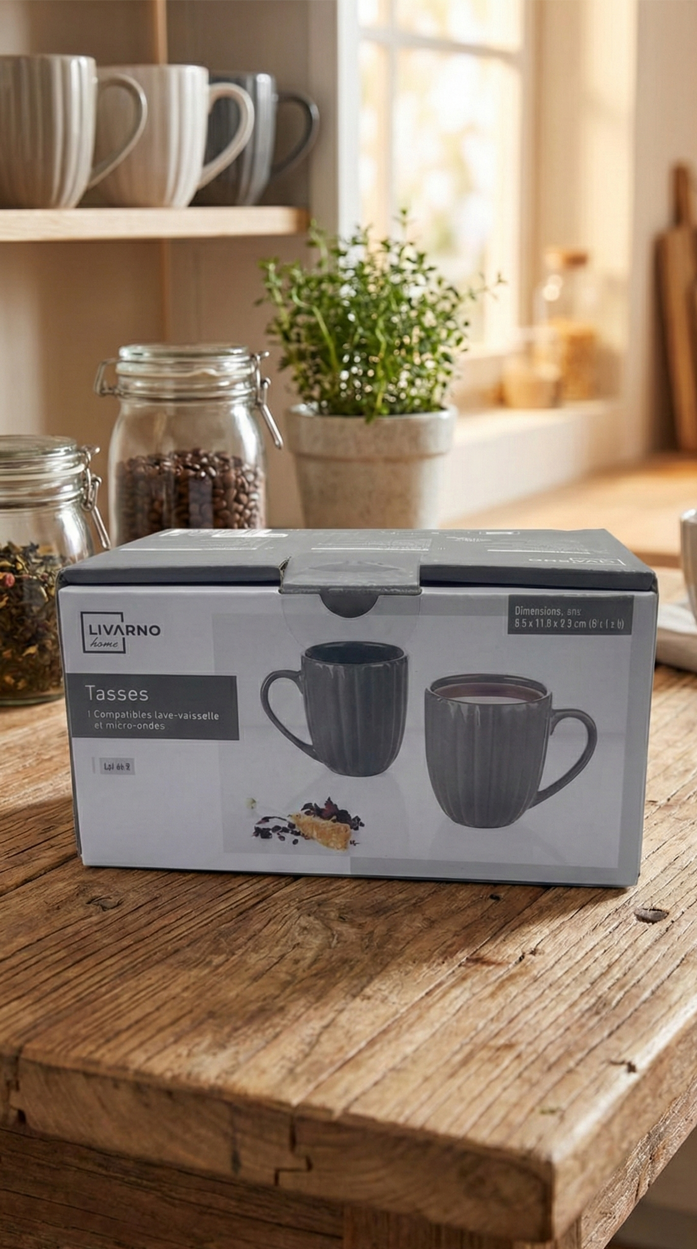 LIVARNO home ribbed ceramic mugs.
