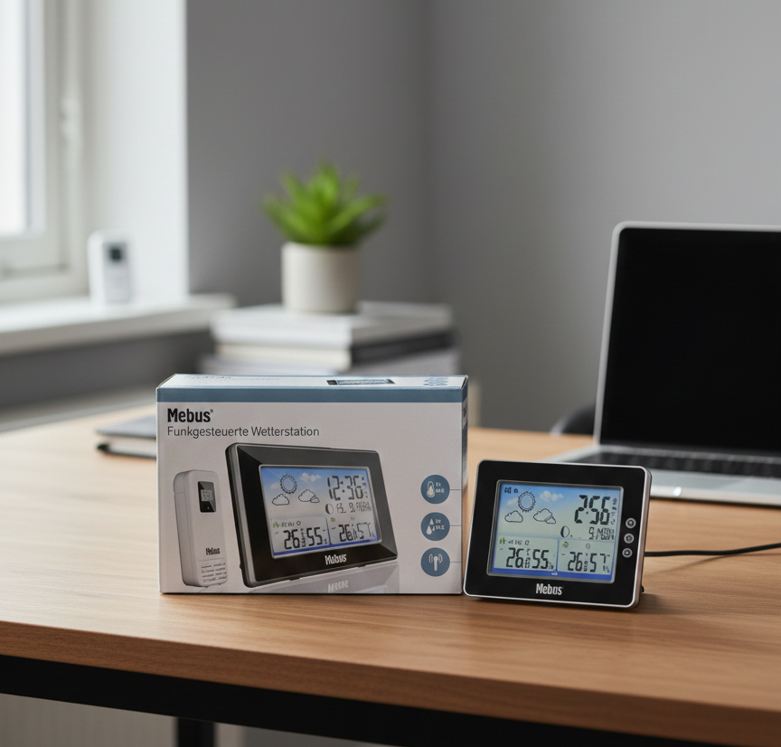 Mebus radio-controlled weather station with an outdoor sensor
