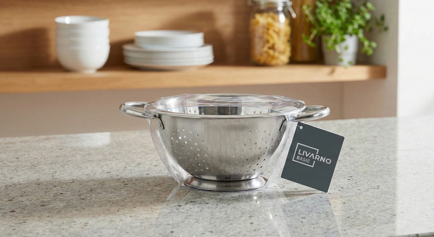 LIVARNO Home Basic stainless steel colander.