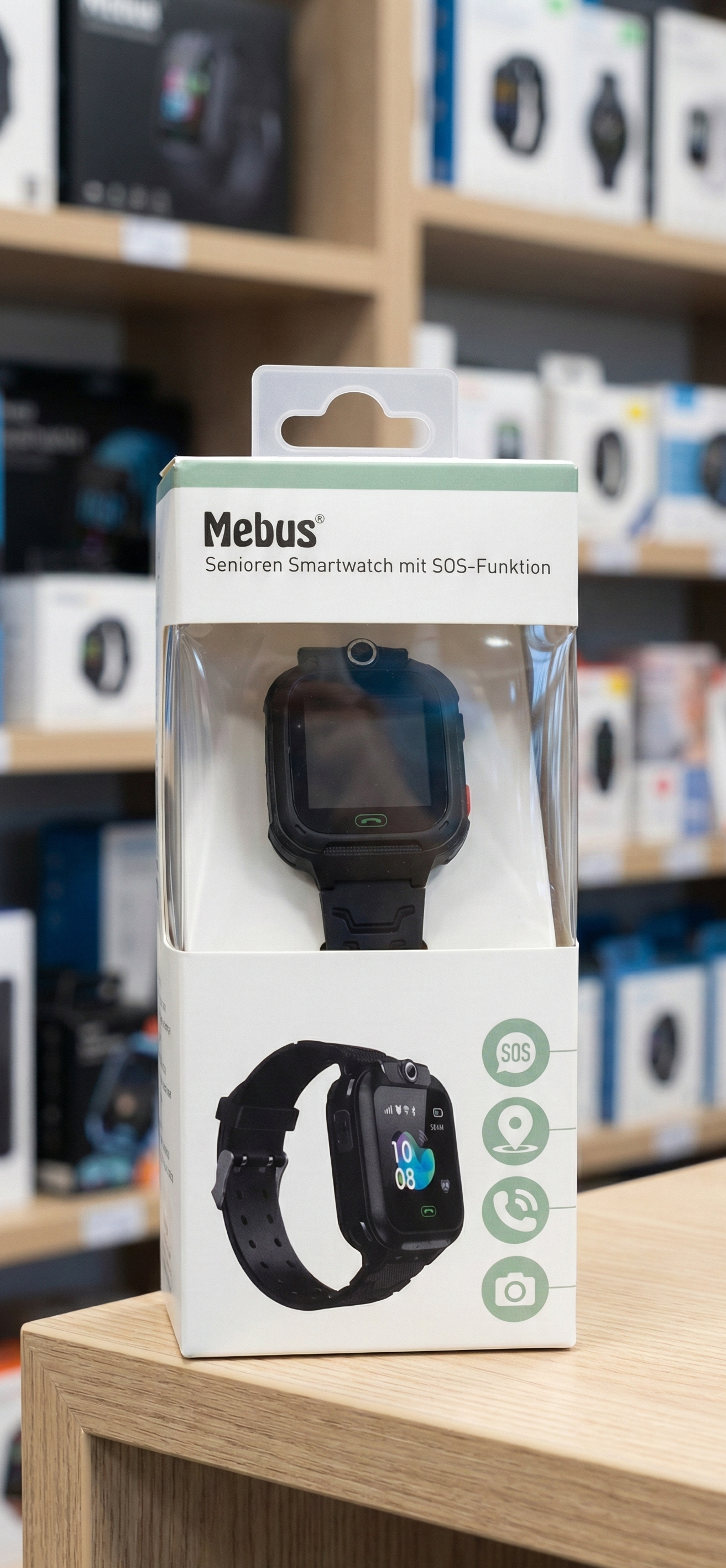Mebus Senior Smartwatch with SOS Function. Key features include: