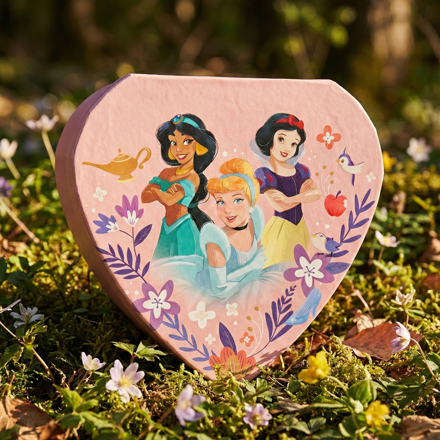 heart-shaped tin, possibly for storing jewelry, small items, or originally containing candy or a ring set