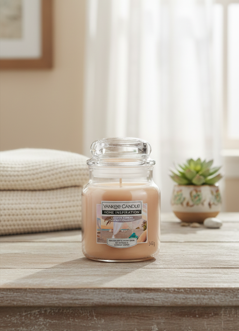 Yankee Candle Home Inspiration Calming Cabana scented candle.