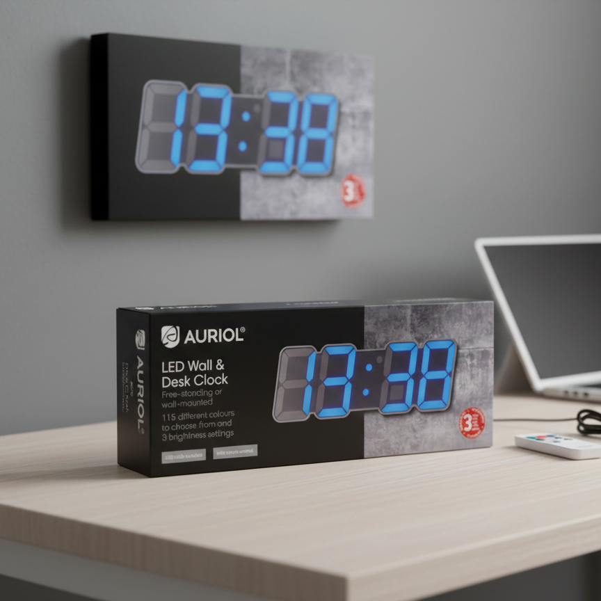 Auriol LED Wall and Desk Clock