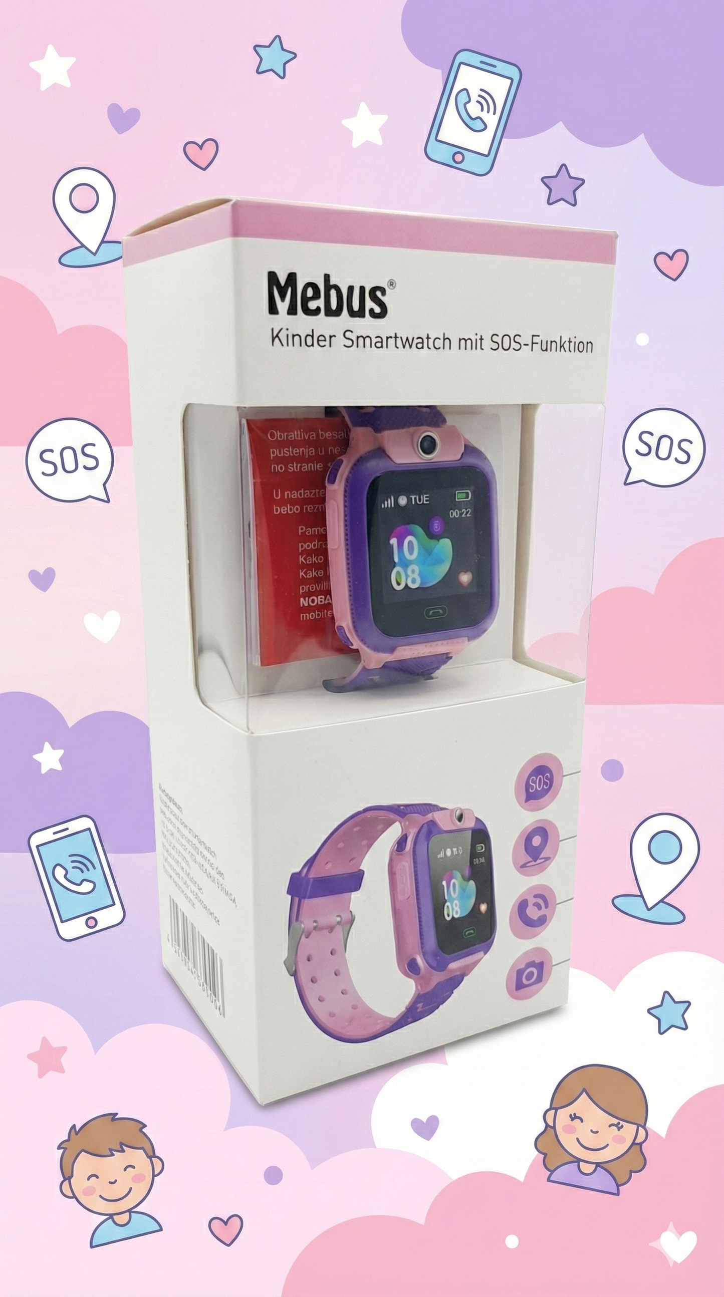 Mebus children's smartwatch with an SOS function.