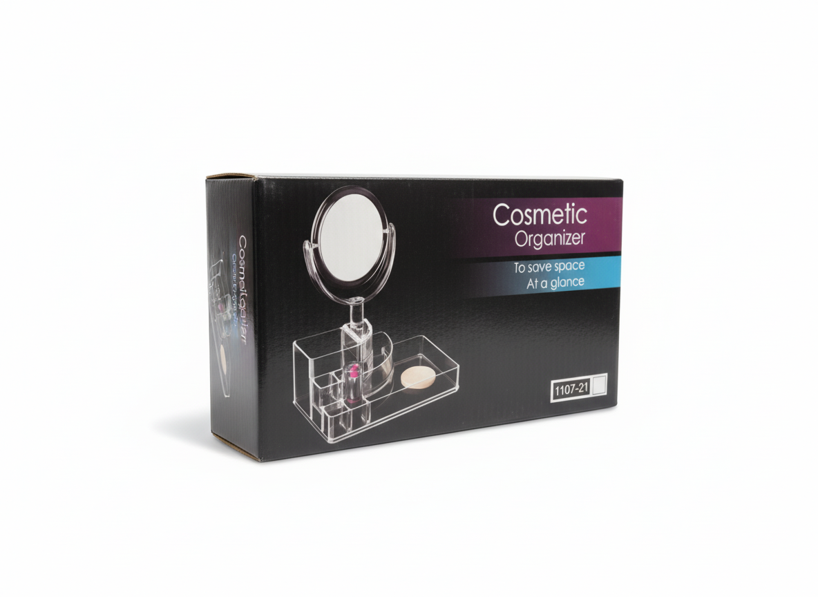 cosmetic organizer with a mirror