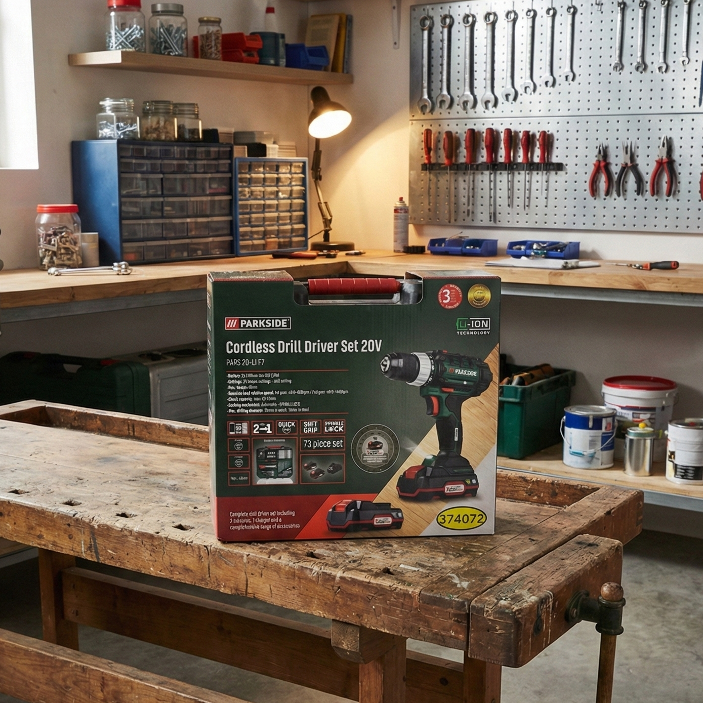 Parkside PABS 20-Li F7 Cordless Drill Driver Set 20V