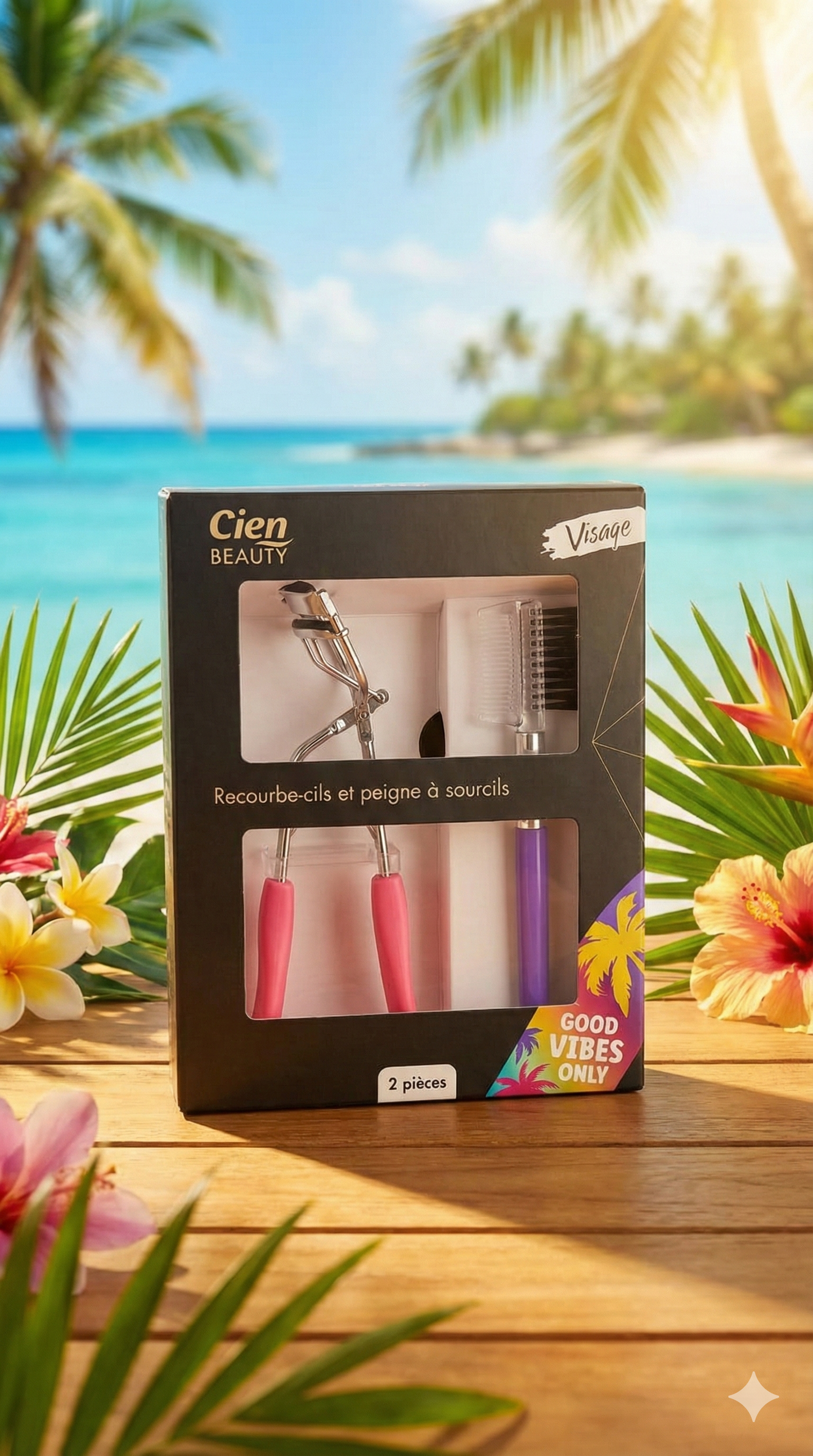 Cien Beauty Visage eyelash curler and eyebrow brush set.