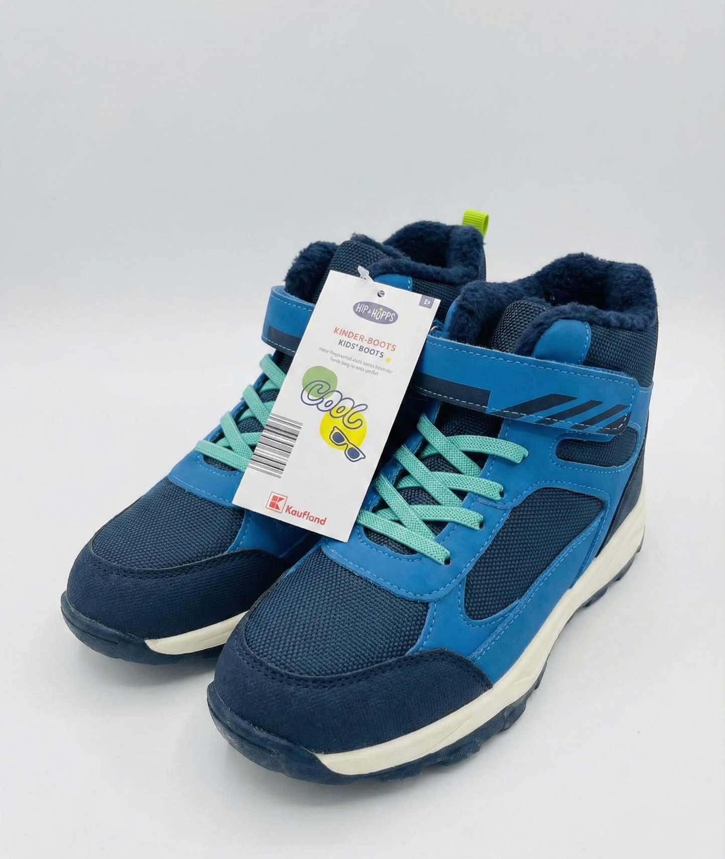 Hopps boys' touch fasten sports trainers in blue with a non-slip sole