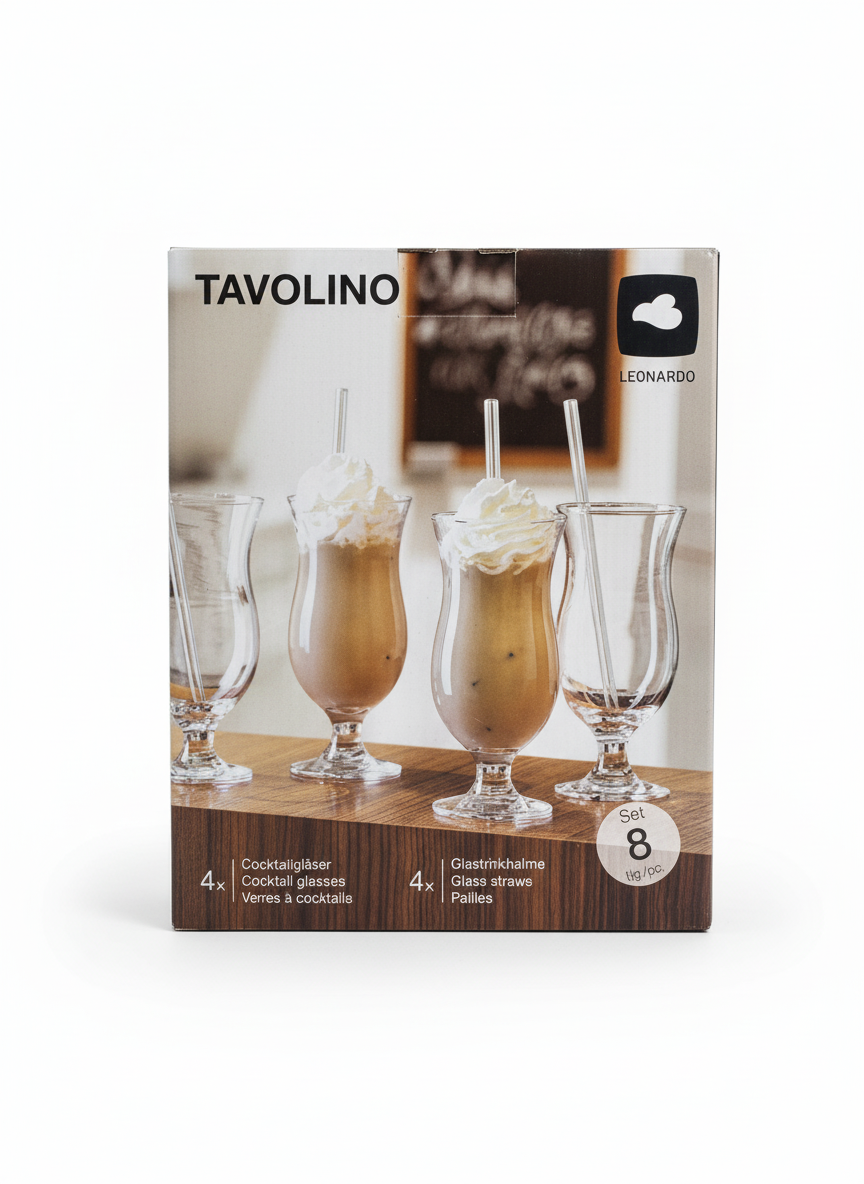 Leonardo Tavolino cocktail glasses and glass straws